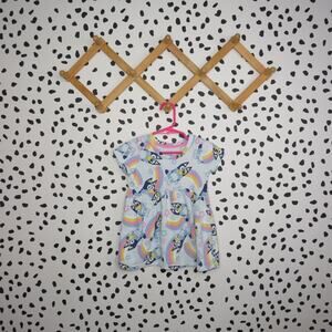 Bluey Cartoon Rainbow Print Short Sleeve Toddler Dress